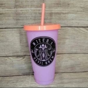 Witch's devil brew spooky gothic color change tumbler cup